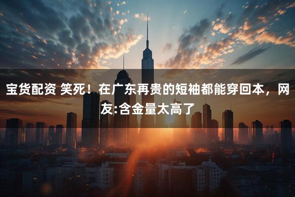 宝货配资 笑死!在广东再贵的短袖都能穿回本,网友:含金量太高了